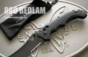 BENCHMADE 美国蝴蝶 860SBK Bedlam “疯狂” 弯刀型黑色半齿折刀