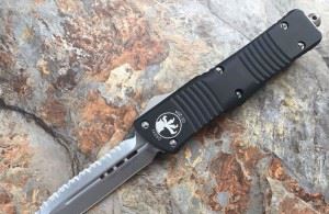 Microtech 美国微技术 142-12 DE 战术恐龙石洗双锋边锯齿直跳军刀正品野营刀具【原装进口】