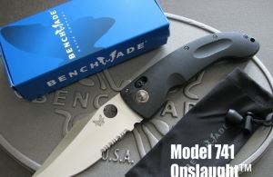 BENCHMADE 美国蝴蝶741SOnslaughtG-10柄白色半齿折刀