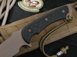 SPARTAN 美国斯巴达Horkos - Combat Utility Knife米卡塔贴片泥色柄战术直刀-配迷彩刀鞘